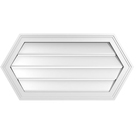 Ekena Millwork Half Round Surface Mount PVC Gable Vent: Functional, w/ 2"W x 1-1/2"P Brickmould Frame, 32"W x 16"H GVPHR32X1602SF